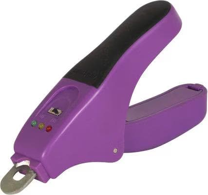 Miracle Care Quickfinder dog nail clippers in purple with quick-sensor lights