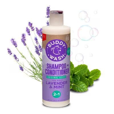 Buddy Wash Original Lavender and Mint Dog Shampoo and Conditioner, 16 fl oz bottle