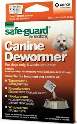 Safe-Guard canine dewormer pouches for small breed dogs