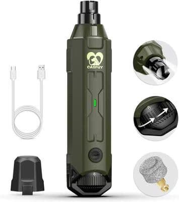 Casfuy electric dog and cat nail grinder in army green