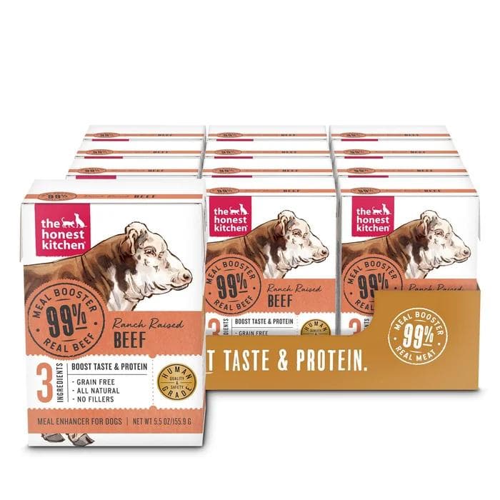 The Honest Kitchen Meal Booster 99% Beef, 5.5 oz, 12-pack package