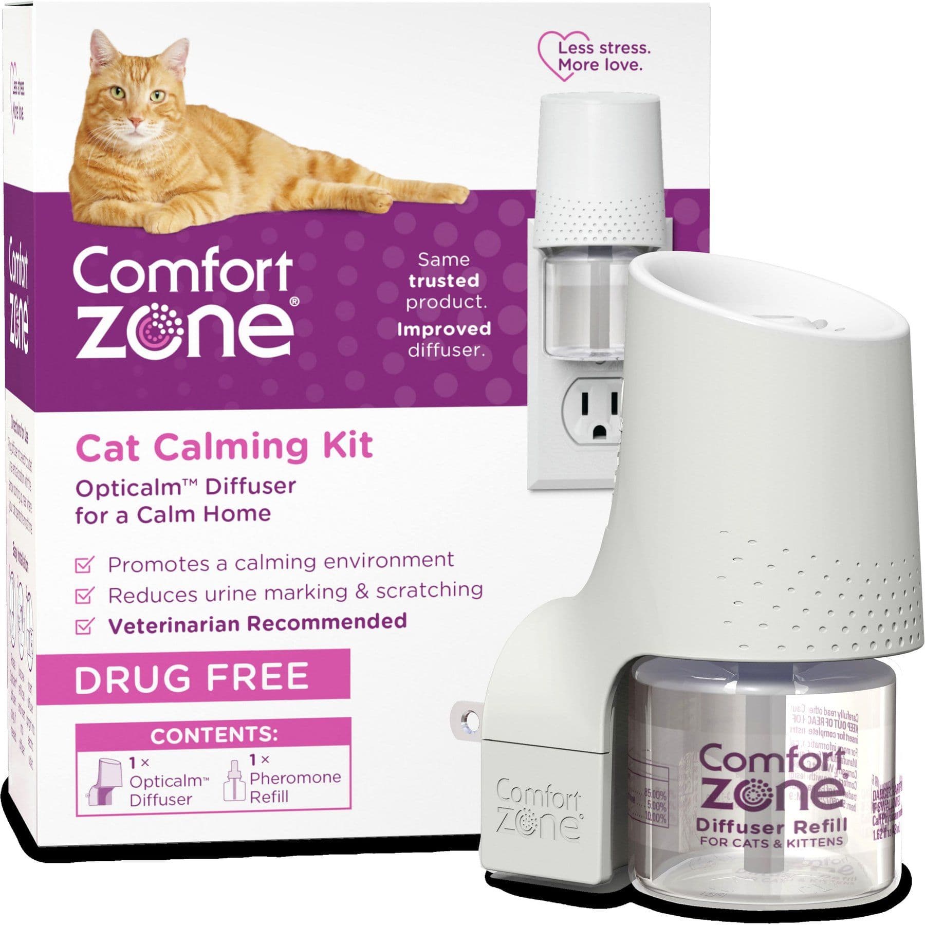 Comfort Zone 30 Day Starter Kit Calming Pheromone Diffuser for Cats, 30-day, 1 Diffuser, 1 Refill