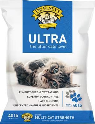 Dr. Elsey's Ultra Unscented Clumping Clay Cat Litter, 40-lb bag