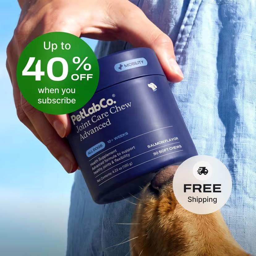 PetLab Co Joint Care Chew Advanced tub for all dogs, salmon flavor, 30 soft chews