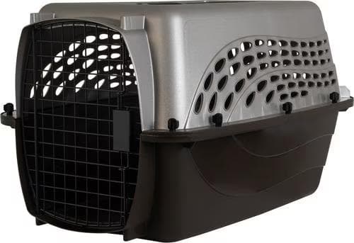 Petmate tan two-door top-load dog and cat kennel, 24 inches