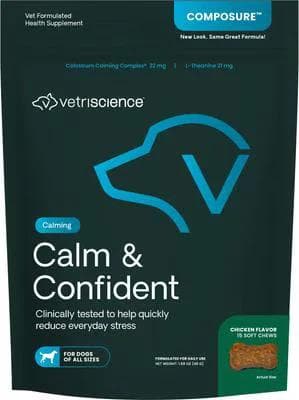 VetriScience Composure Calm & Confident chicken-flavored calming chews for dogs, 15-count bag