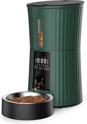 PATPET green timed automatic dog and cat feeder with voice recorder