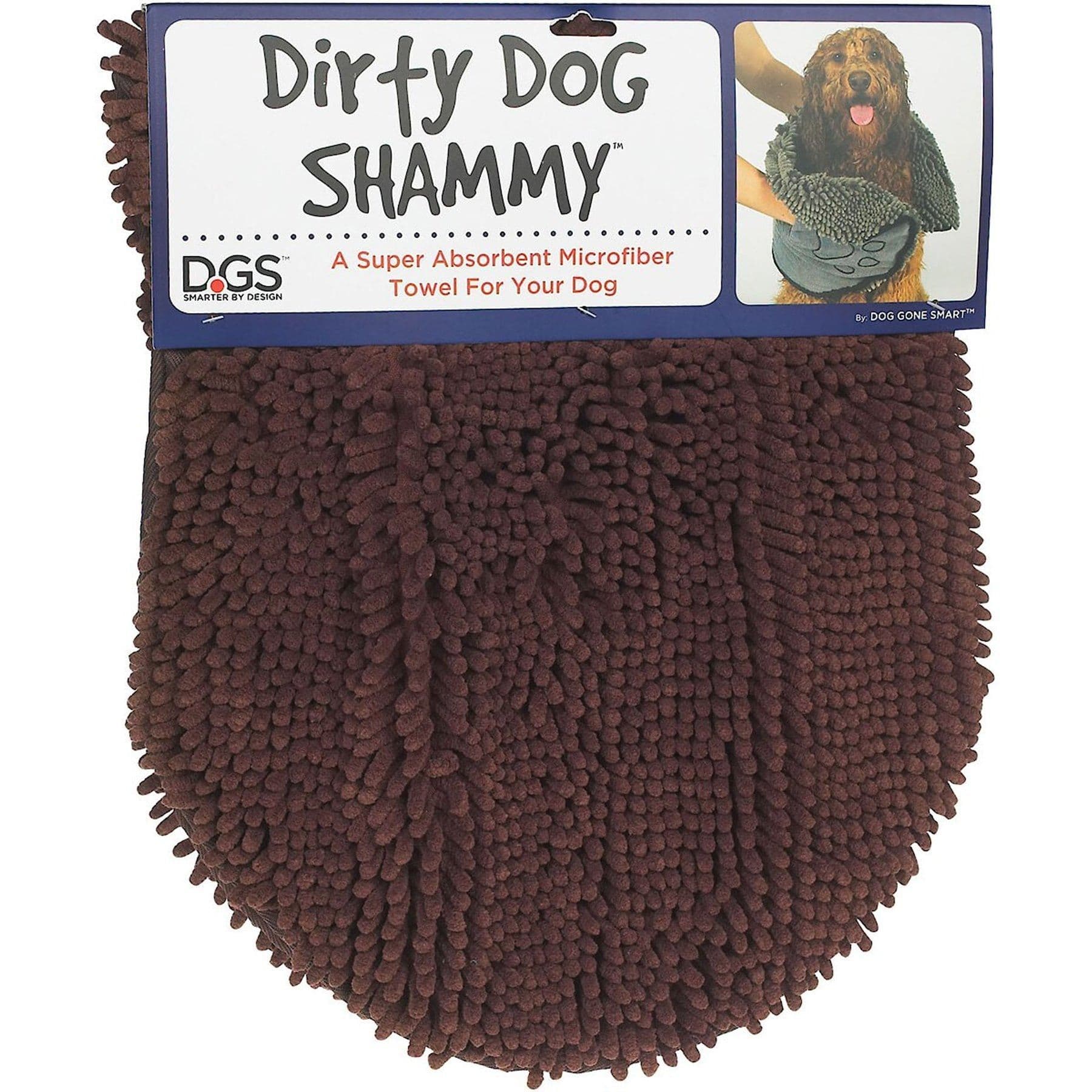 Dog Gone Smart Dirty Dog Super Absorbent Fast-Drying Microfiber Shammy Towel, Brown, 31 x 13-in
