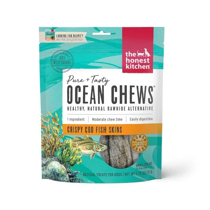 The Honest Kitchen Ocean Chews Crispy Cod Fish Skins Beams, 2.75 oz package