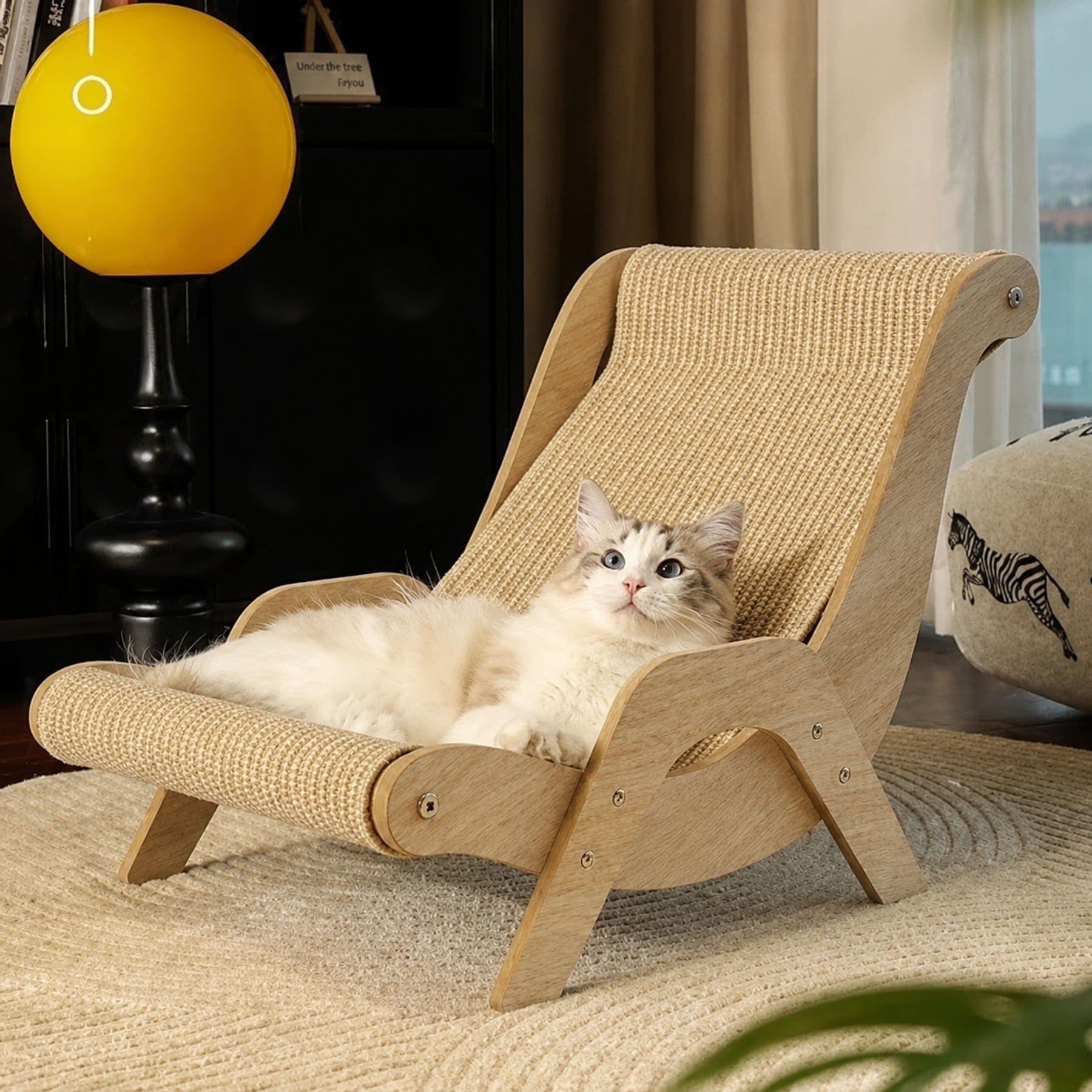 NonoPets Lounge Chair Cat Scratcher with Freestanding Wooden Frame, Large