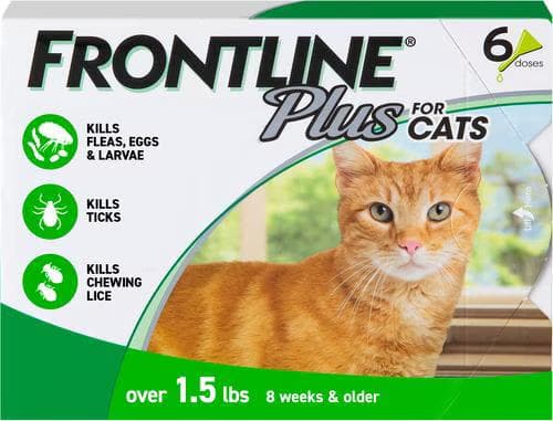 Frontline Plus Flea and Tick Spot Treatment for Cats over 1.5 lbs, 6 doses