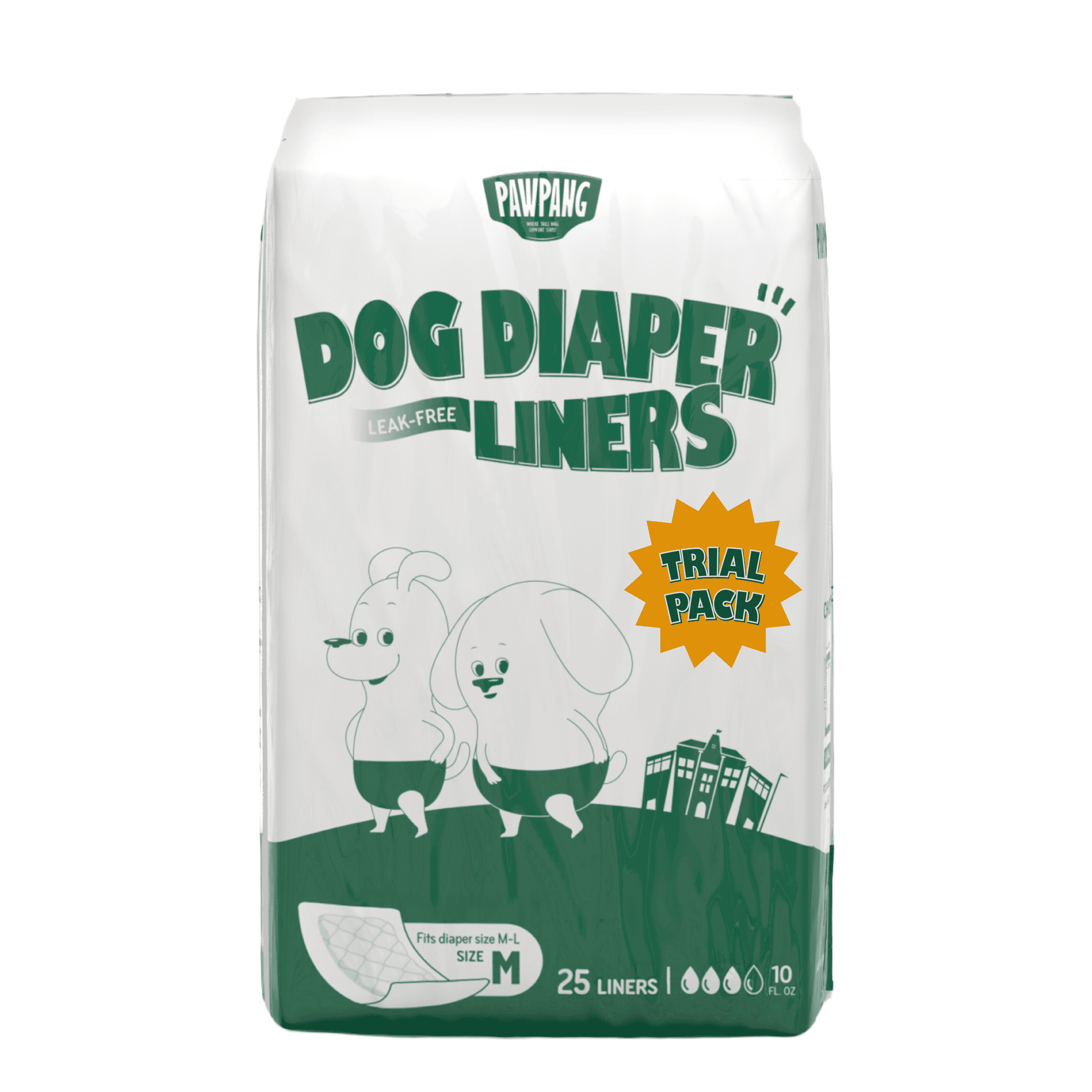 Official PAWPANG Trial Pack product packaging (Size M, 25-count)