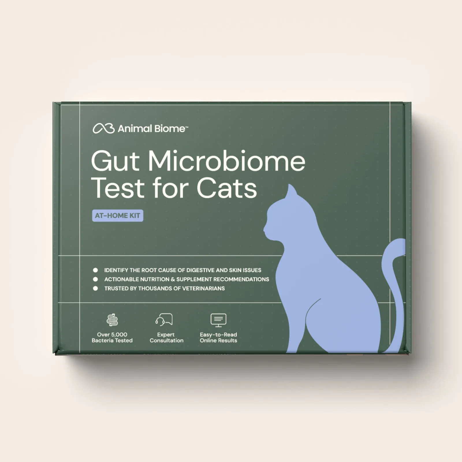 Animal Biome Gut Microbiome Test for Cats kit on a clean neutral background
