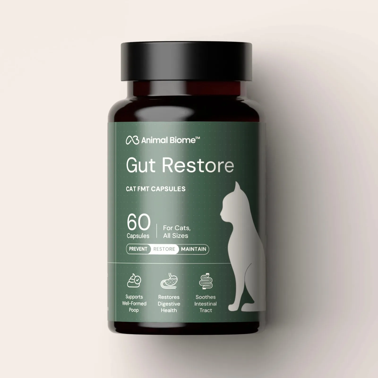 Official Animal Biome Gut Restore for Cats package and capsules