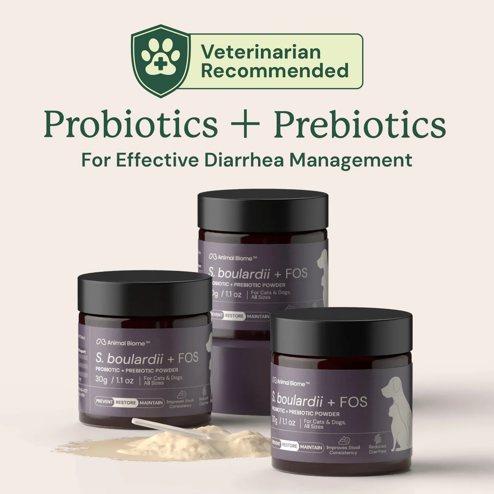 Official Animal Biome S. boulardii and FOS product-use image