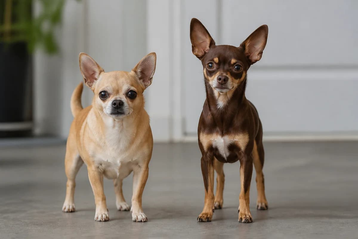 Both Chihuahuas standing on the same level surface with full proportions visible, no labels or text