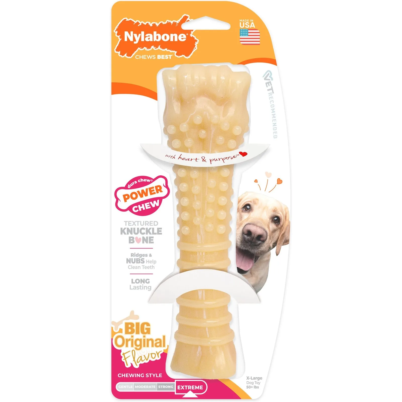 Nylabone Power Chew Textured Knuckle Bone in X-Large packaging.
