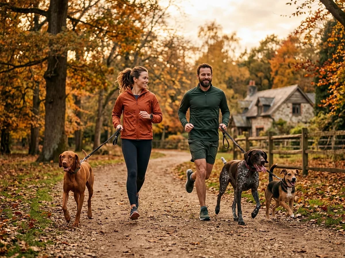 athletic dogs running or jogging with people outdoors illustrating What Makes a Great Running Dog