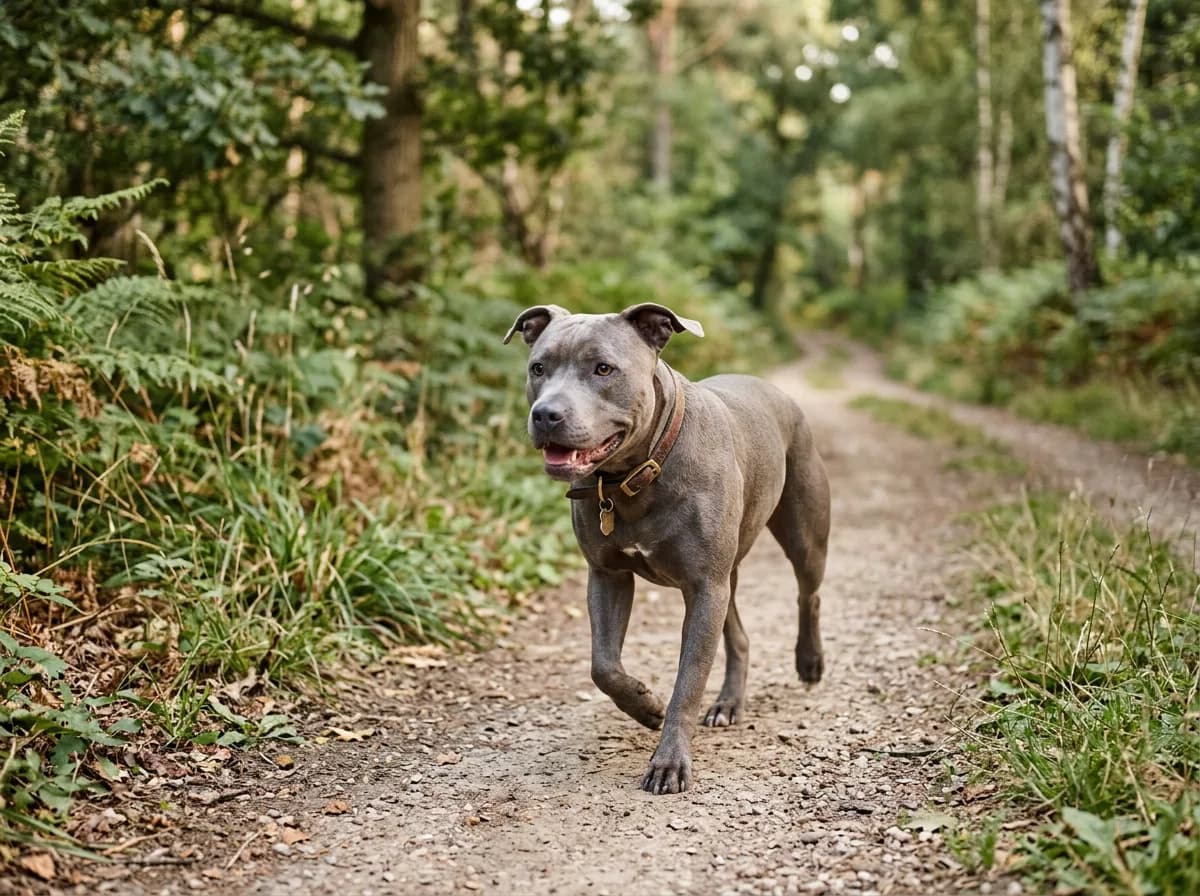 a blue nose Pitbull with a soft grey-blue coat and grey nose