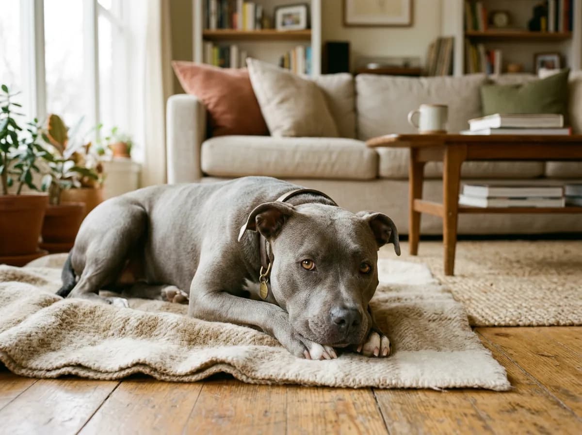 a blue nose Pitbull with a soft grey-blue coat and grey nose