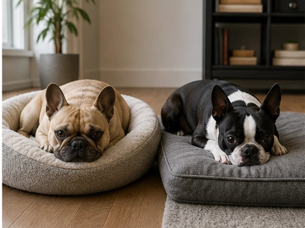 Each breed resting in a typical apartment setting