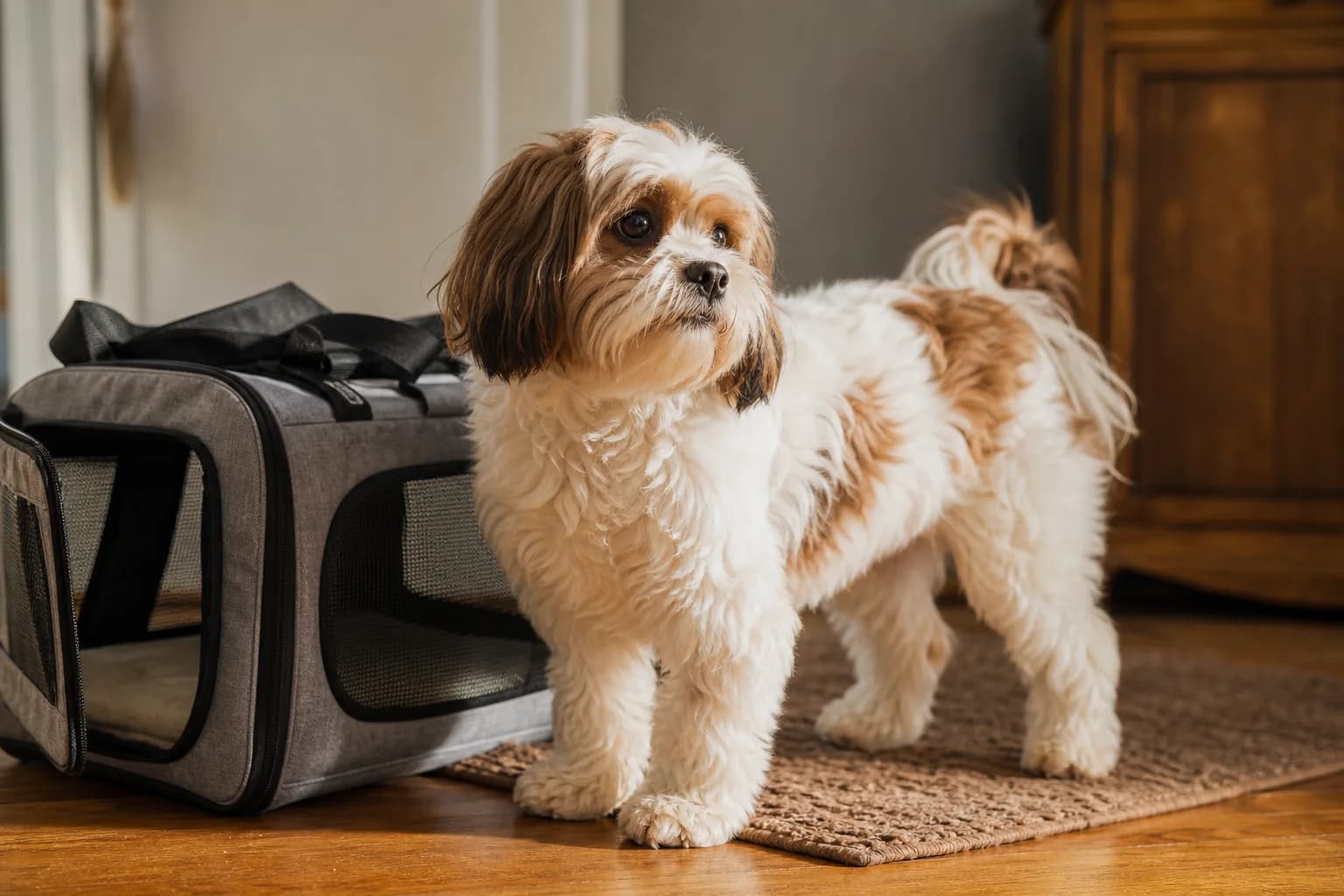 Adult Cava-Tzu showing one possible long companion coat
