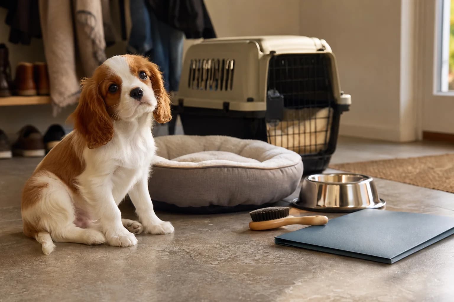 Cavalier beside an owner reviewing a written ownership budget