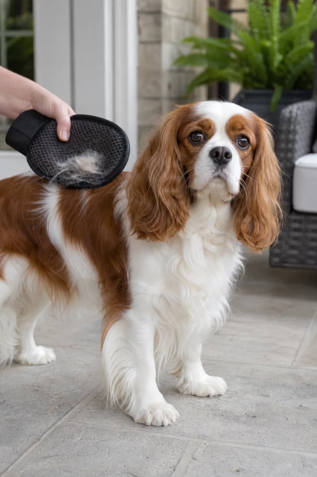 Loose Cavalier coat captured during a normal brushing session