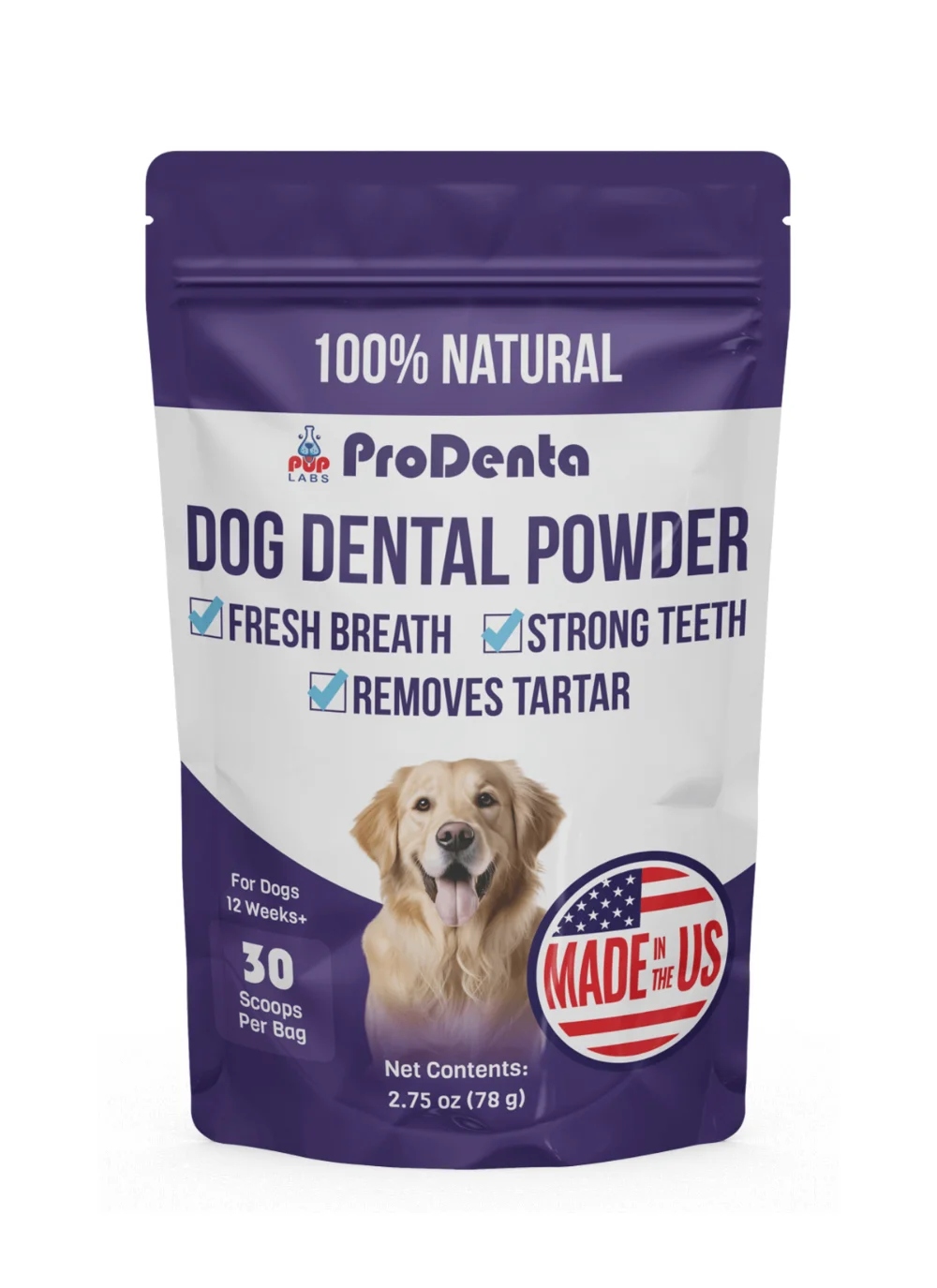 Pup Labs ProDenta dental powder package.