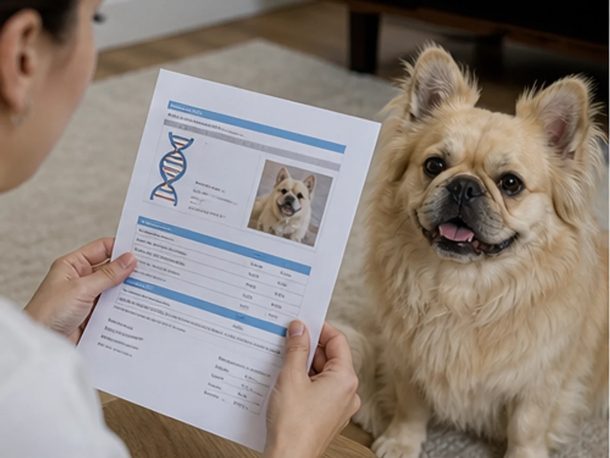 Buyer reviewing a labeled DNA coat-length result without readable personal information
