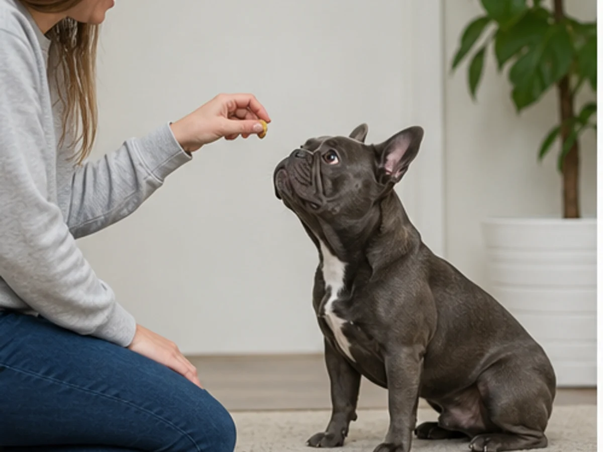 Short positive-reinforcement training session with treat delivery