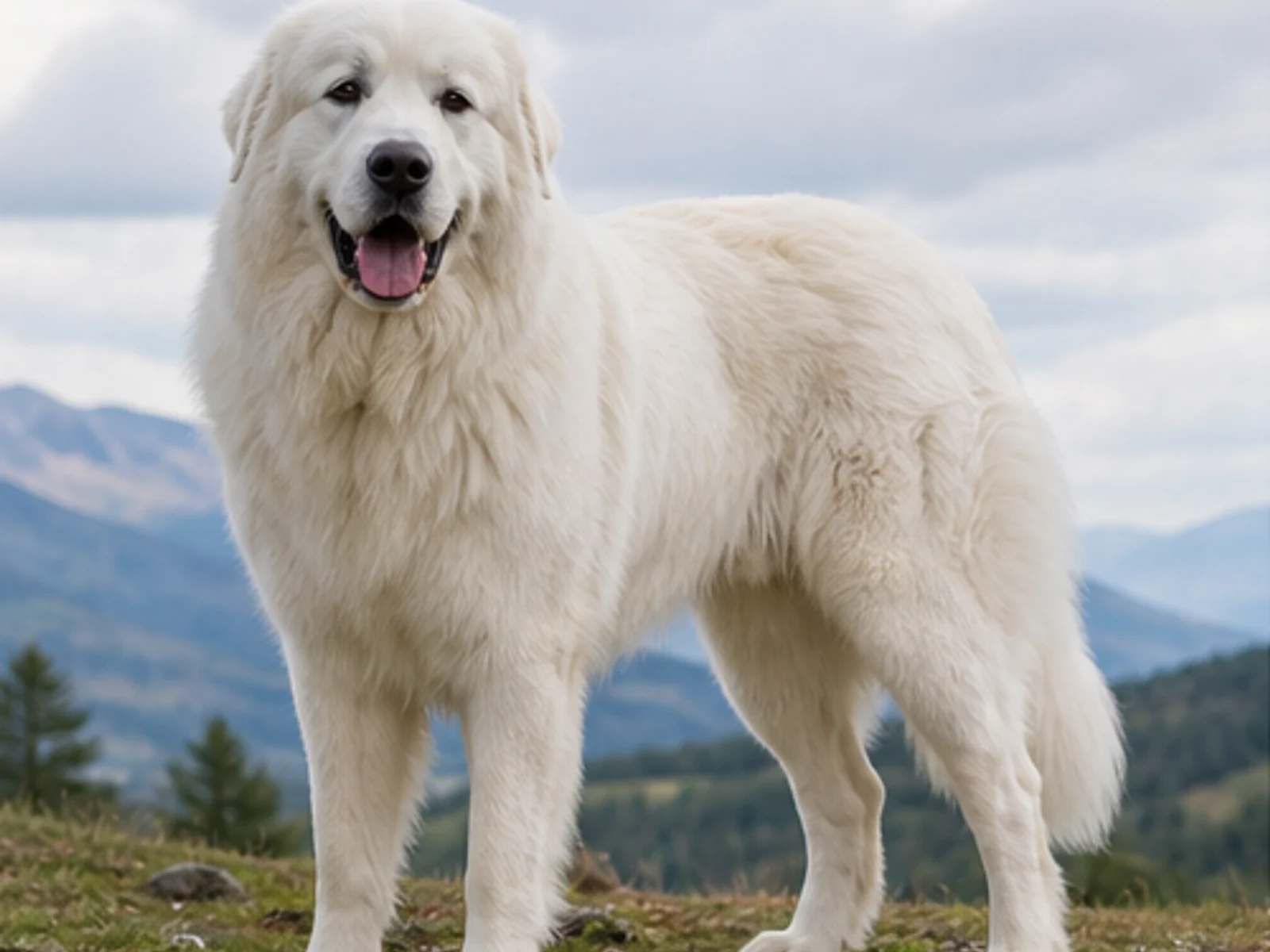 adult Great Pyrenees outdoors with correct white double coat and giant-breed proportions