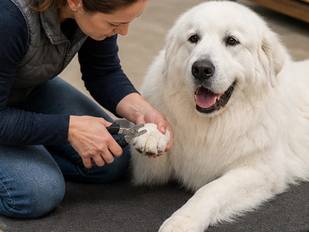 Safe large-dog nail-trimming position