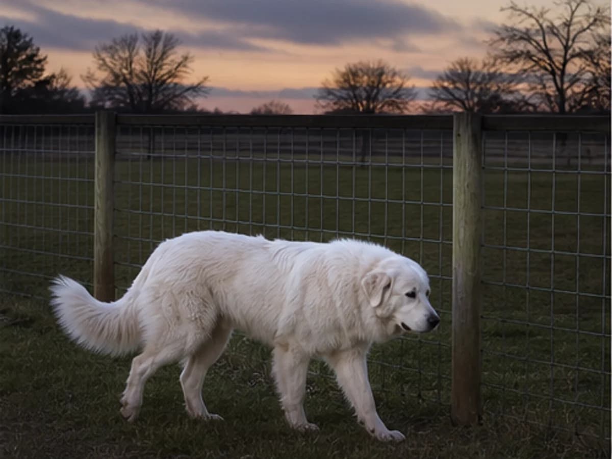 Secure-fence patrol scene without confrontation