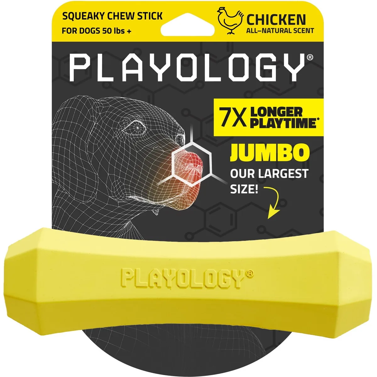 Playology Chicken Scented Squeaky Chew Stick Dog Toy, Jumbo product photo