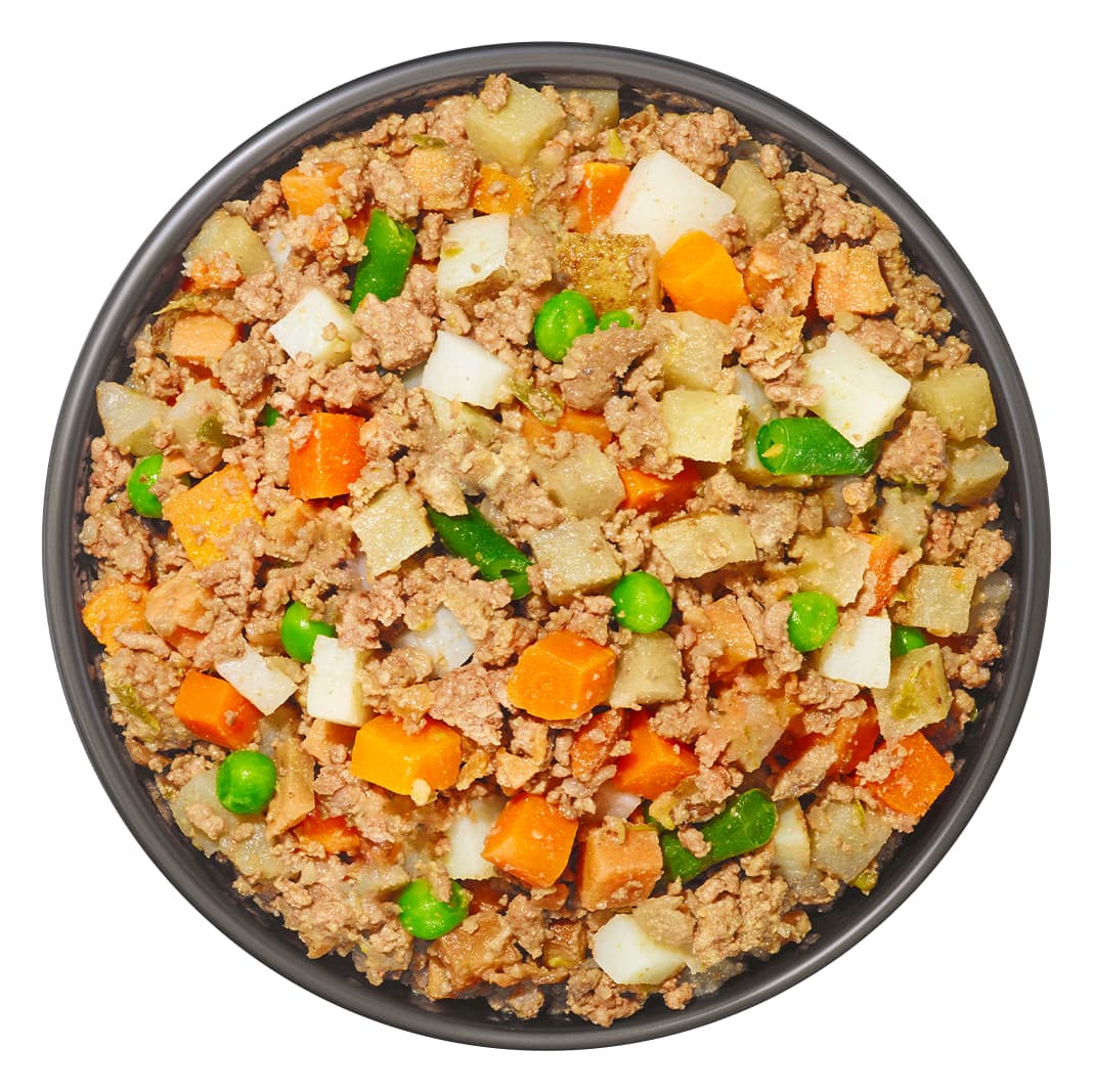 JustFoodForDogs Beef recipe served in a bowl