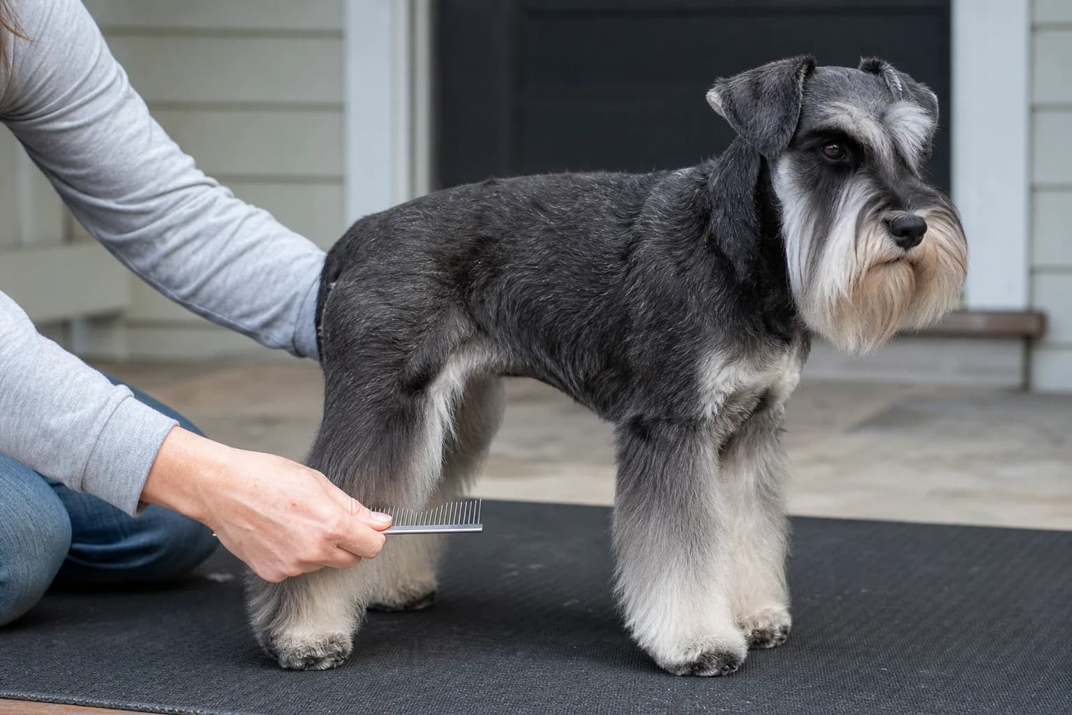 Line-combing through leg furnishings to the skin