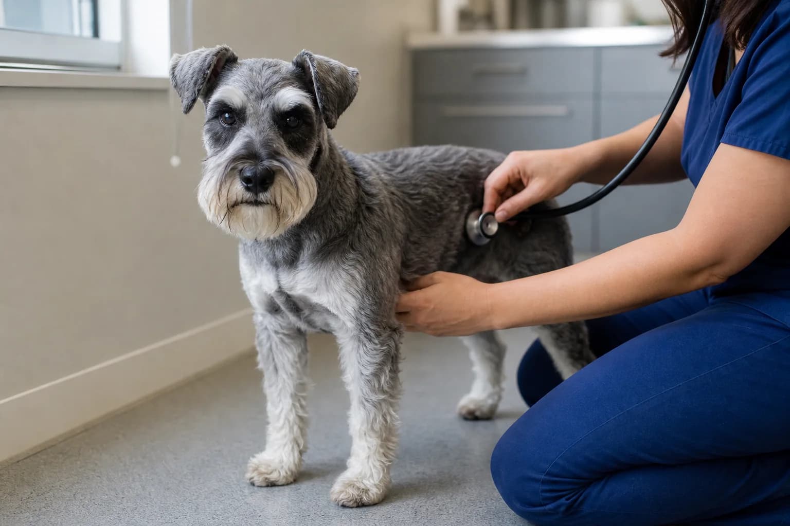 An active mature Miniature Schnauzer rather than a generic puppy