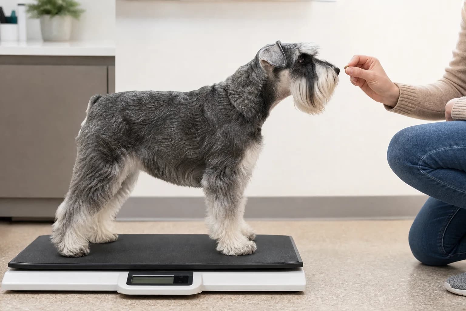 A practical rib and waist check in a standing dog