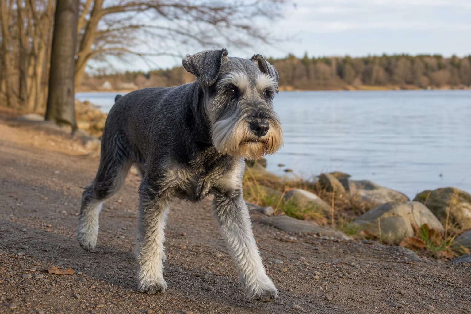 An older dog walking comfortably on a nonslip surface