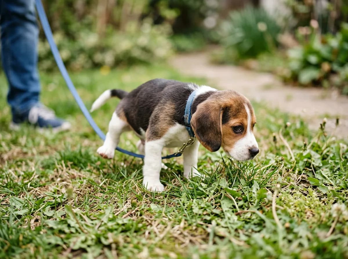 a young puppy on a potty routine illustrating How Long Can a Puppy Actually Hold It?