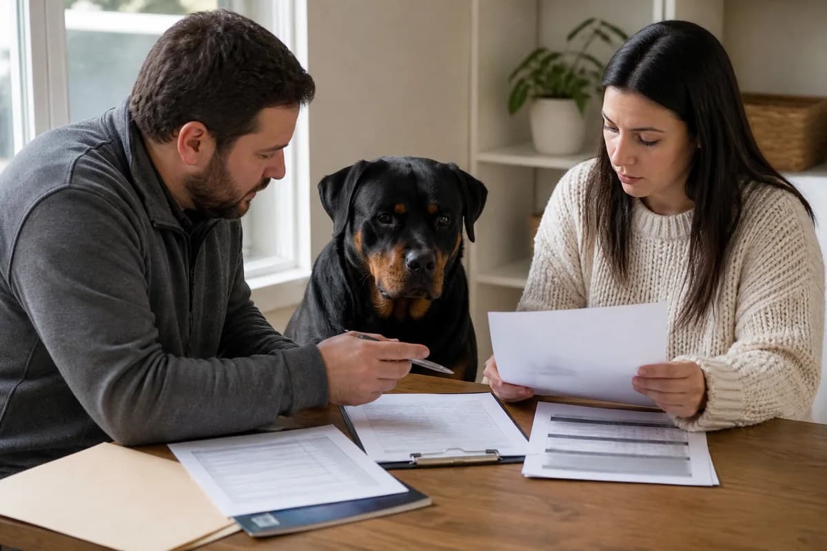 Buyer comparing a contract, health records and itemized costs with private details obscured