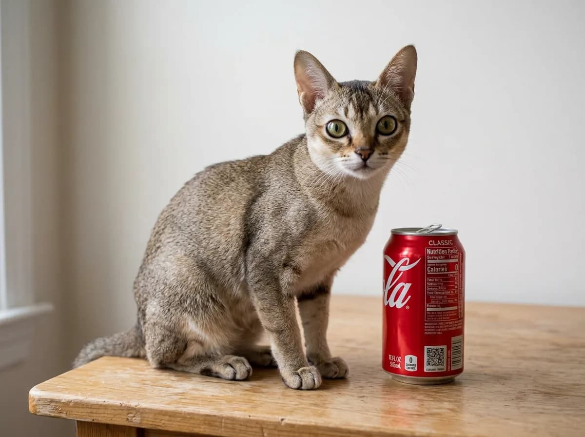 A Singapura cat next to an everyday object that highlights how small the breed is.