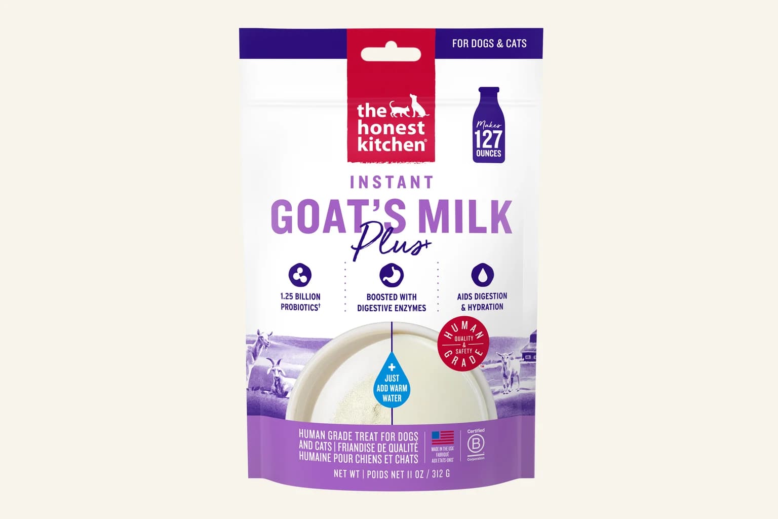 The Honest Kitchen Instant Goat's Milk powder package