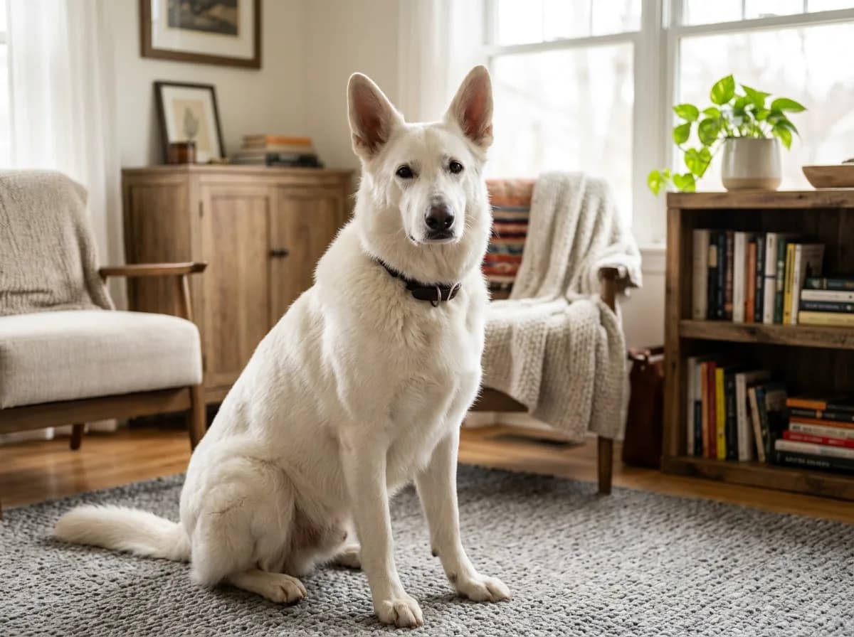 a solid white German Shepherd dog illustrating Is the White German Shepherd a Separate Breed?