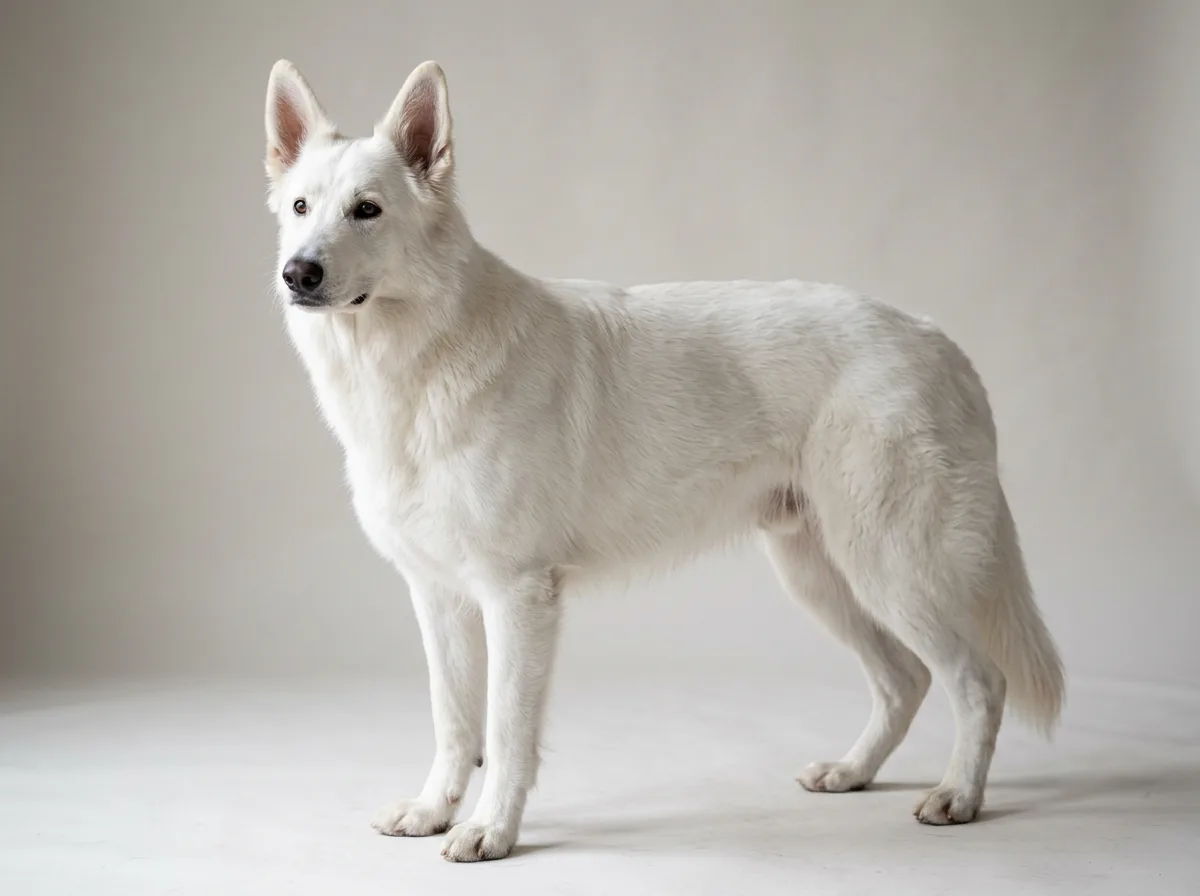 a solid white German Shepherd dog illustrating What Does a White German Shepherd Look Like?