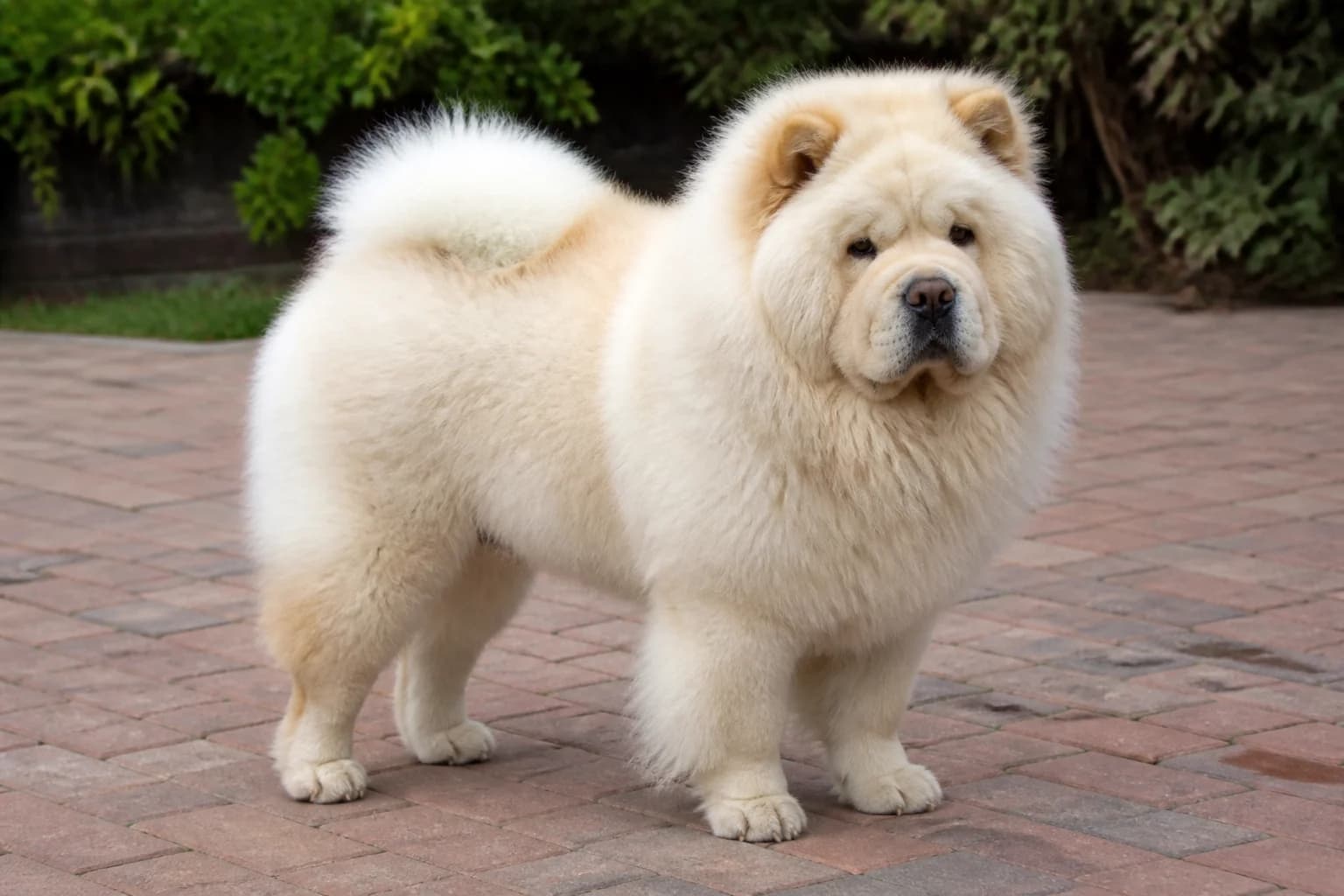 Cream Chow Chow with pale biscuit shading around the ears
