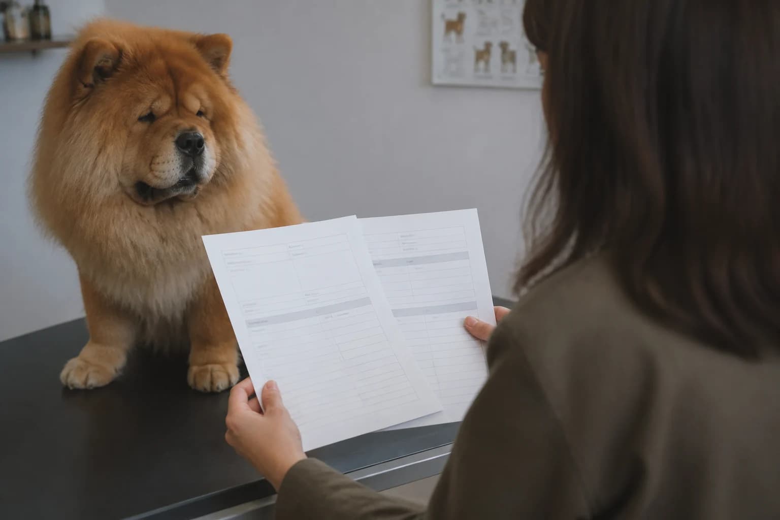 Buyer comparing a breeder quote and rescue adoption worksheet with personal details obscured