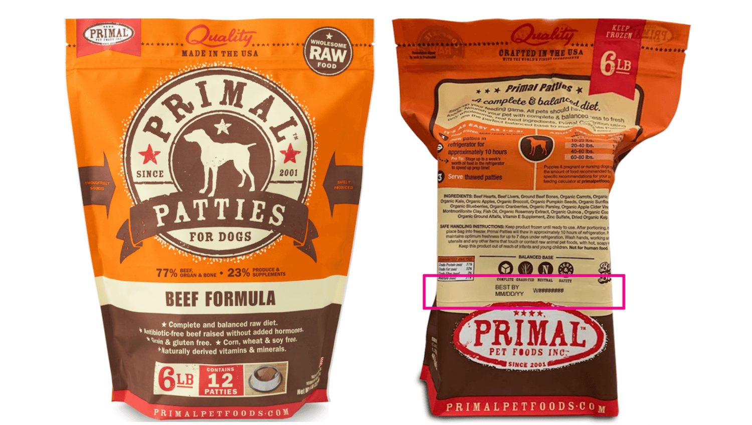 Recalled: Primal Beef Formula Patties