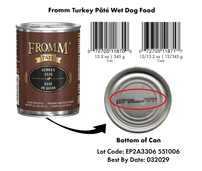 Fromm Turkey Pâté Wet Dog Food 12.2 oz, UPC 072705118700